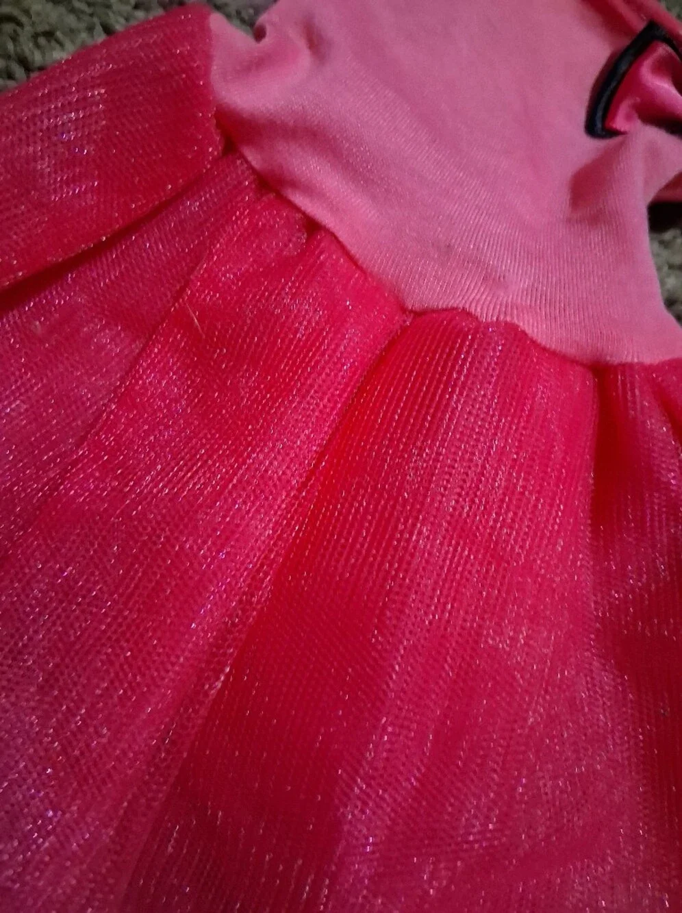 Pink Sparkle Tulle Dress with Bow Accent